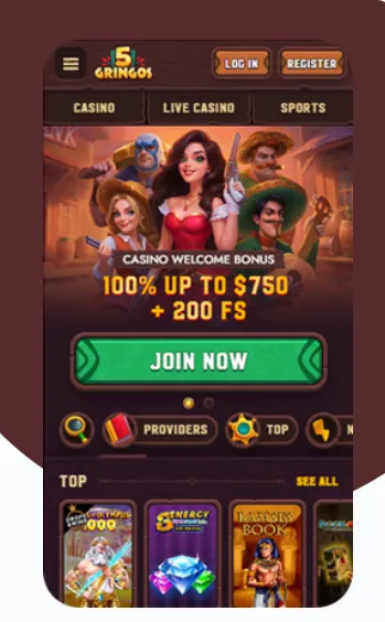 5Gringos App και Είσοδος από Κινητό